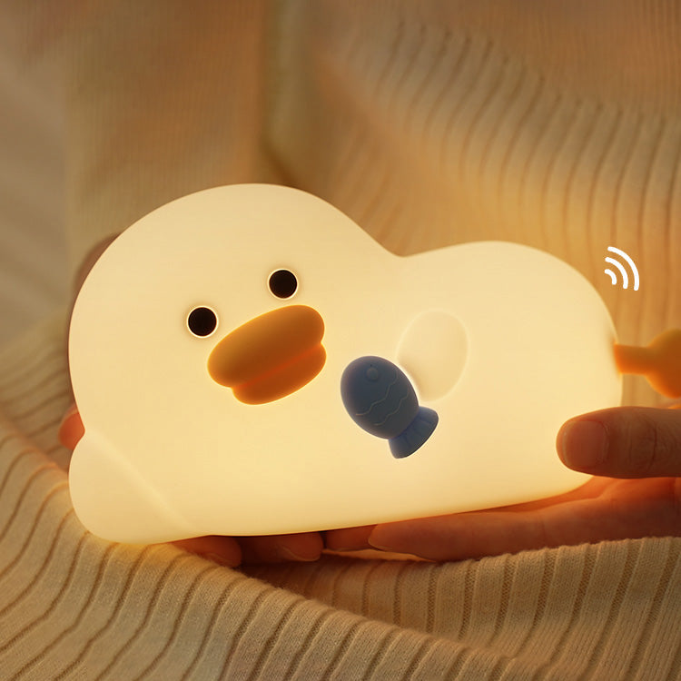 Lazy Fish Duck Squishy Silicone Night Light Interactive Hugging Perfect for Gift