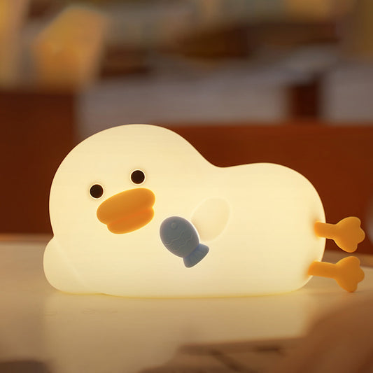 Lazy Fish Duck Squishy Silicone Night Light Interactive Hugging Perfect for Gift
