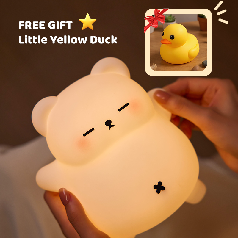 Veilleuse LED en silicone souple et confortable en forme d'ours respirant - Cadeau idéal pour les enfants et les filles