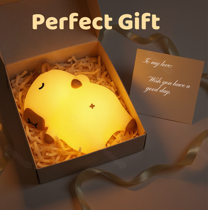 Sleeping Capybara Breathing Squishy Silicone Companion Sound LED Night Light Perfect Gift