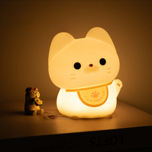 Squishy Silikon Happy Cat LED-Nachtlicht - Perfektes Geschenk für Kinder und Mädchen