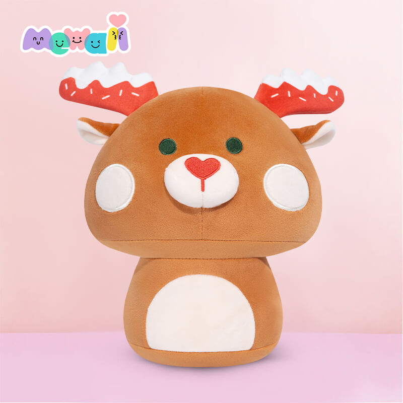 MeWaii® Mushroom Family Christmas Reindeer Kawaii Plush Pillow Squish Toy