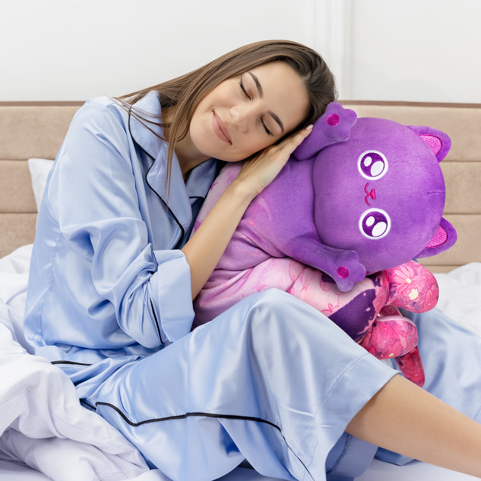 MeWaii® Loooong Family Original Design Purple Moon Cat Plush Long Stuffed Animal Kawaii Plush Pillow Squishy Toy