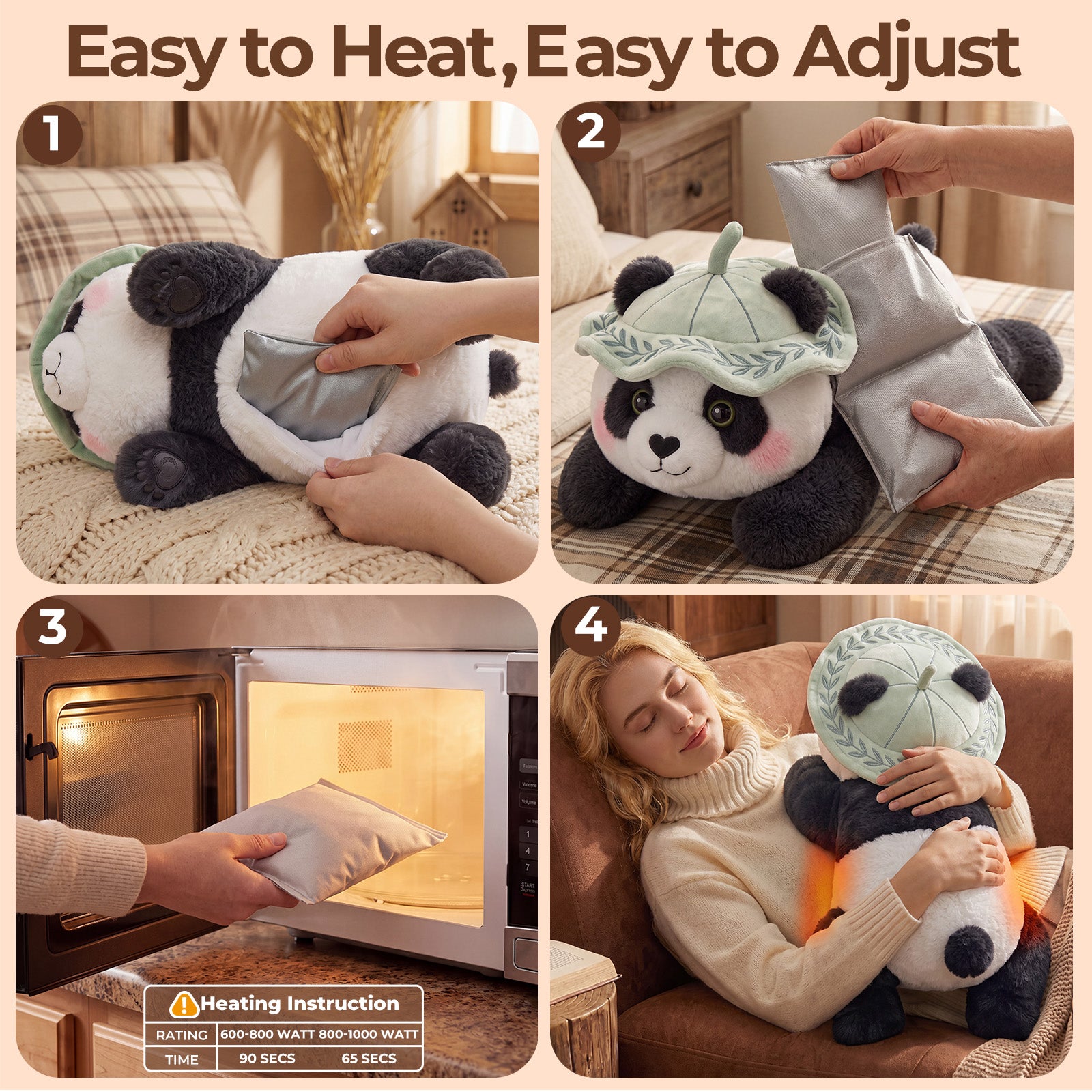 MeWaii® Panda Weighted Stuffed Animal with Microwavable Heating Pad