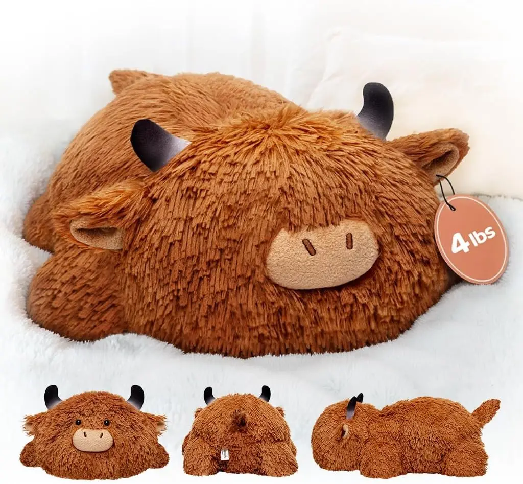 MeWaii® 4lbs Highland Cow Weighted Stuffed Animal – Calming Hug Plush for Stress Relief & Sleep, Soft Gift for Kids & Adults