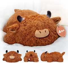 MeWaii® 4lbs Highland Cow Weighted Stuffed Animal – Calming Hug Plush for Stress Relief & Sleep, Soft Gift for Kids & Adults