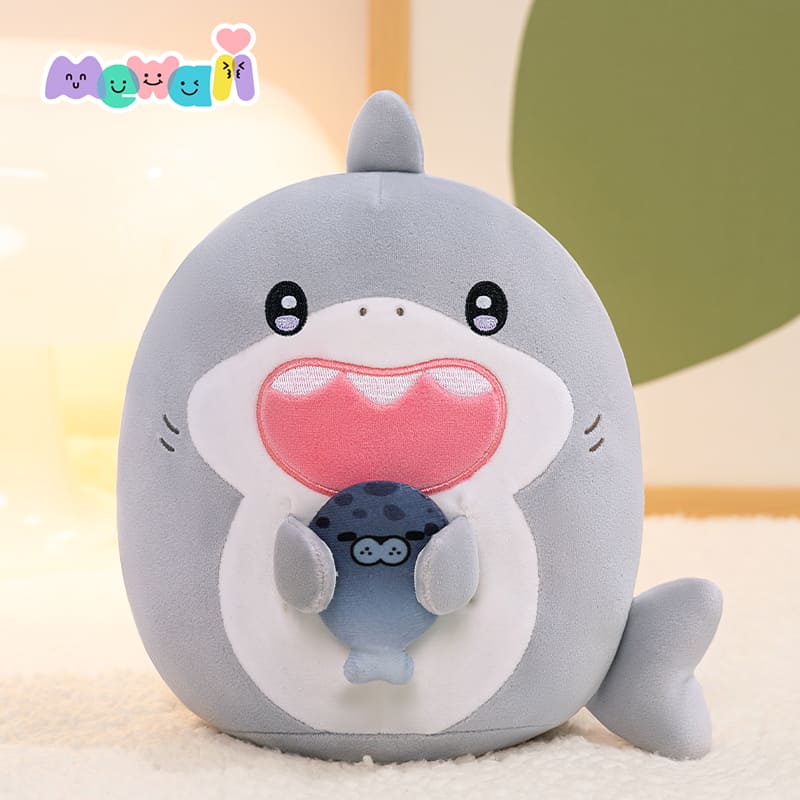 MeWaii® Stuffed Animal Kawaii Sharks Plush Pillow Squishy Toy With Hoodie