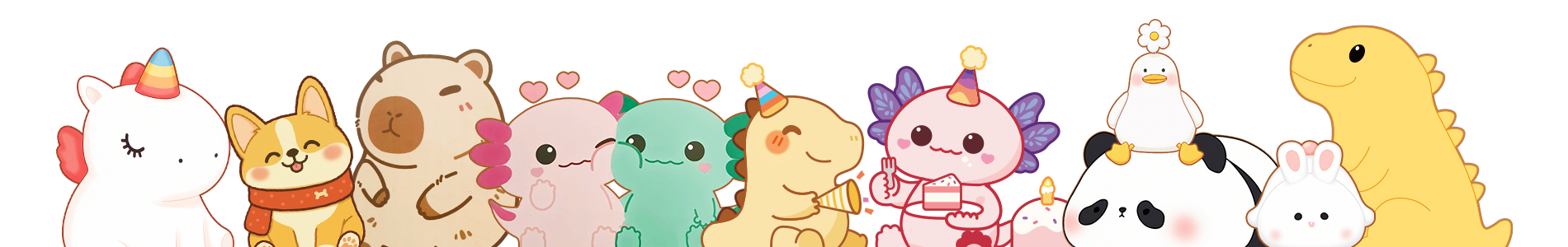 Cute Animal Characters Banner