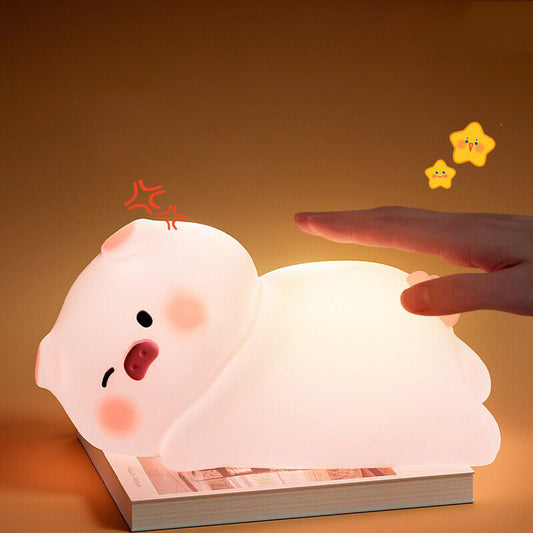 Cute Pig LED Squishy Night Light For Gift USB Rechargeable Pig Lamp