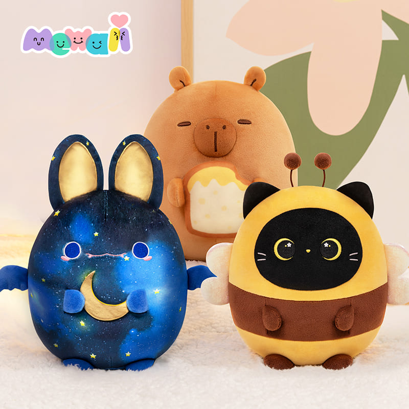 MeWaii® Stuffed Animal Kawaii Moon Eyed Cat with Bee Hoodie Plush Pillow Squishy Toy With Hoodie