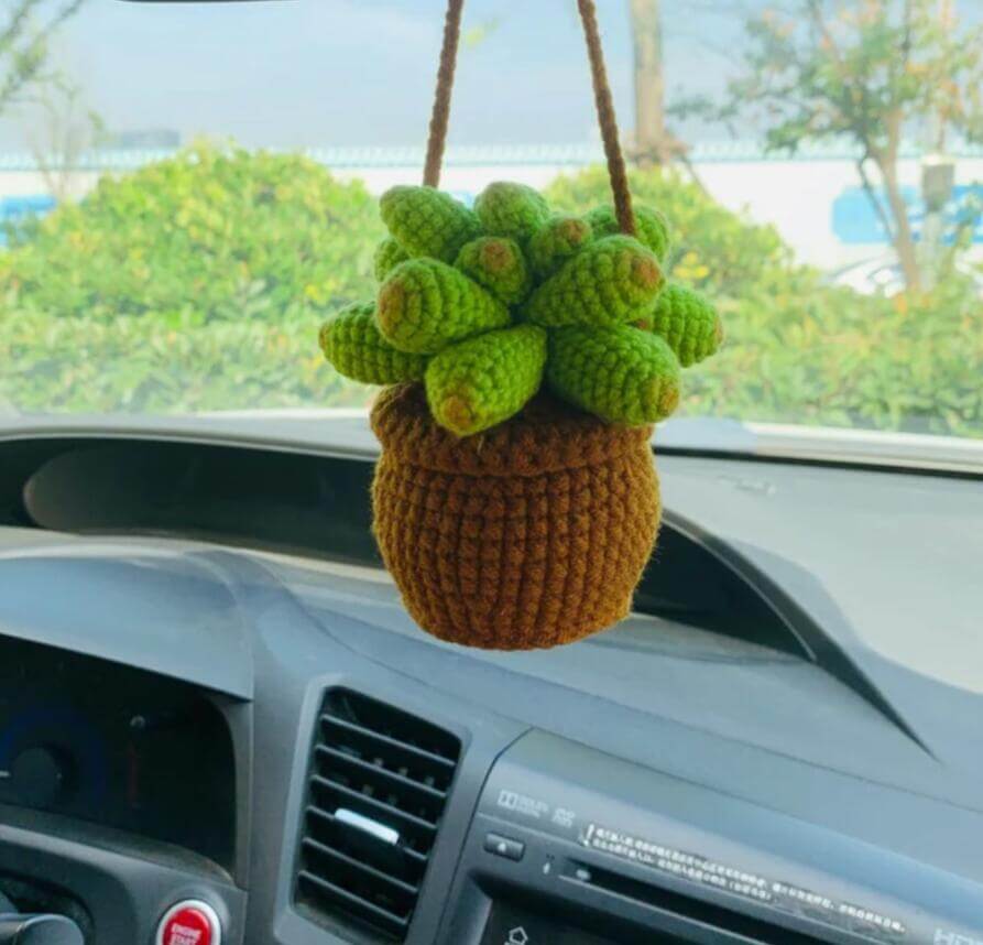 MeWaii® Handmade Crochet Flowers and Potted Plants Car Hanging