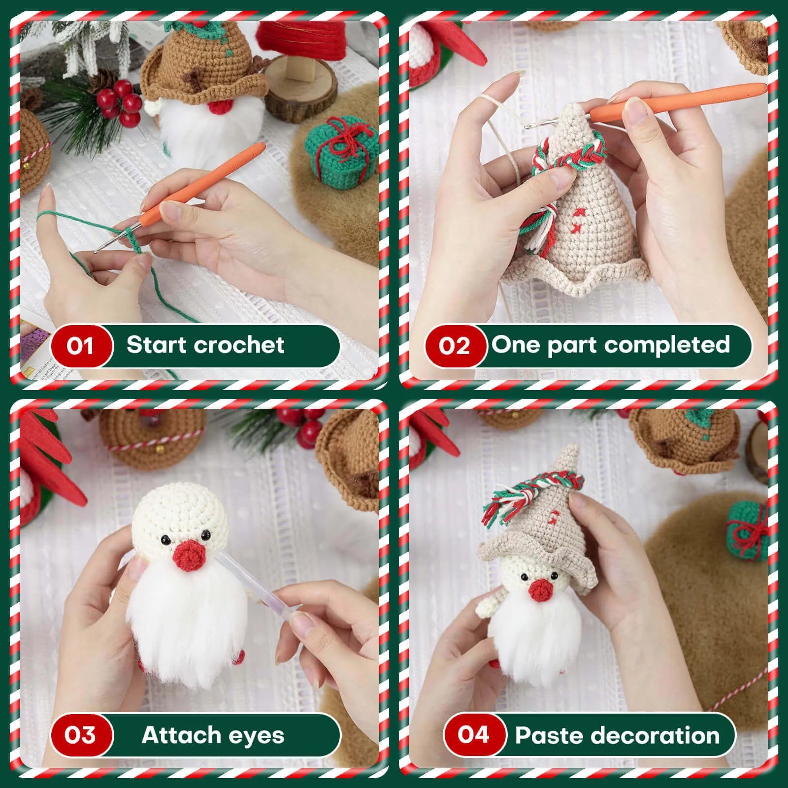MeWaii® Crochet Kit For Beginners Santa Claus Crochet Kits with Easy Peasy Yarn