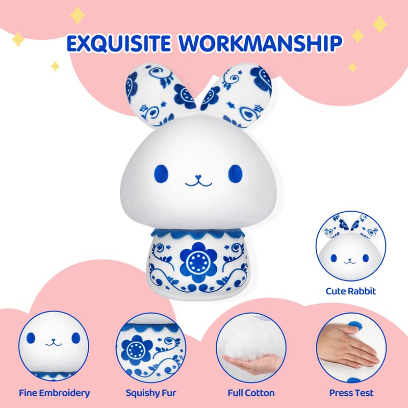 MeWaii® Mushroom Family Rabbit Kawaii Plush Pillow Squish Toy