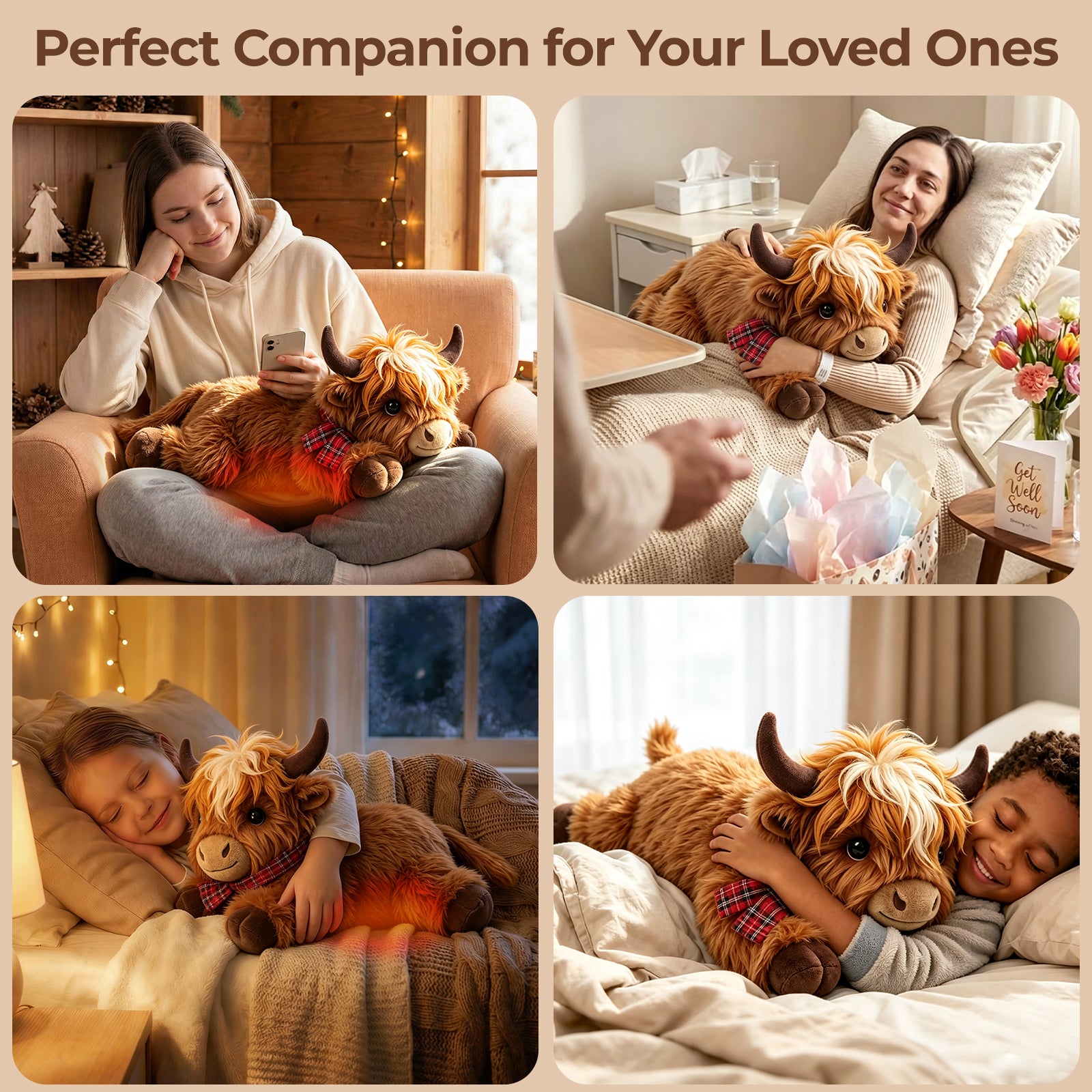 MeWaii® Scotland Highland Cow Weighted Stuffed with Microwavable Heating Pad Animal