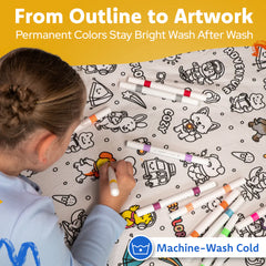 MeWaii® Color-in Blanket – Stress-Relief DIY Blanket with Included Coloring Pens