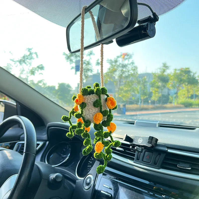 MeWaii® Handmade Crochet Flowers and Potted Plants Car Hanging