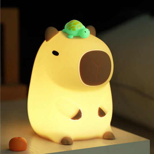 Capybara With Turtle LED Squishy Night Light For Gift USB Rechargeable Capybara Lamp