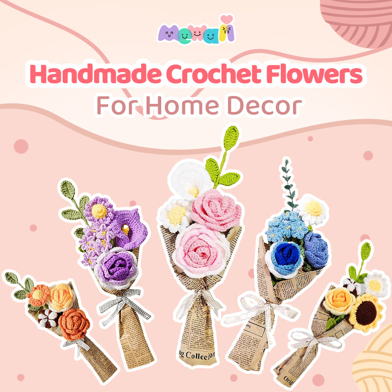 MeWaii® Handmade Crochet Sunflower and Rose Bouquet For Mother's Day Gift