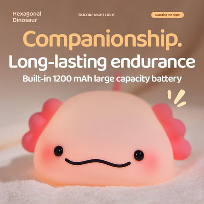 Squishy Silicone Lazy Axolotl LED Night Light - Perfect Gift for Kids and Girls