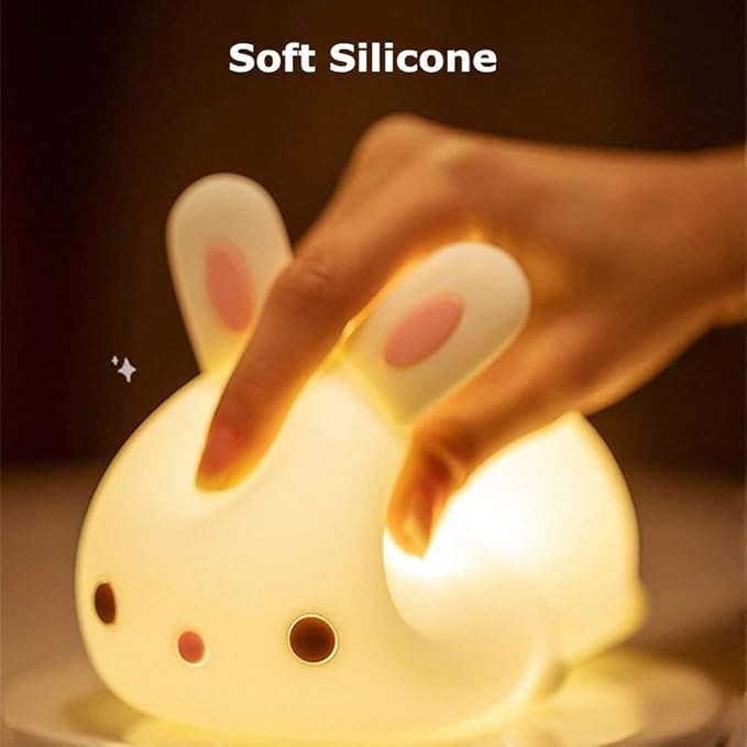 Squishy Silicone Lazy Rabbit LED Night Light - Perfect Gift for Kids and Girls