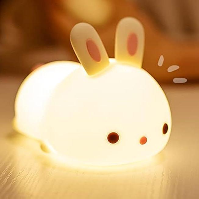 Squishy Silicone Lazy Rabbit LED Night Light - Perfect Gift for Kids and Girls