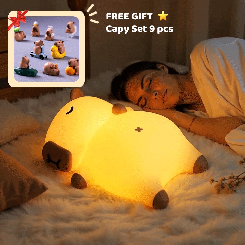 Breathing Capybara Sleeping Squishy Silicone Companion Sound LED Night Light Perfect Gift
