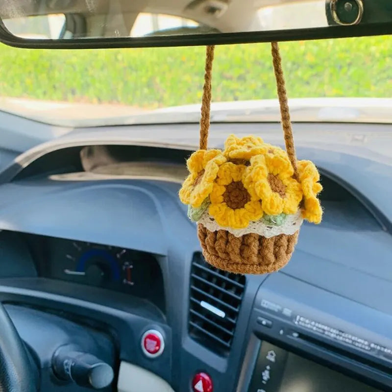 MeWaii® Handmade Crochet Flowers and Potted Plants Car Hanging