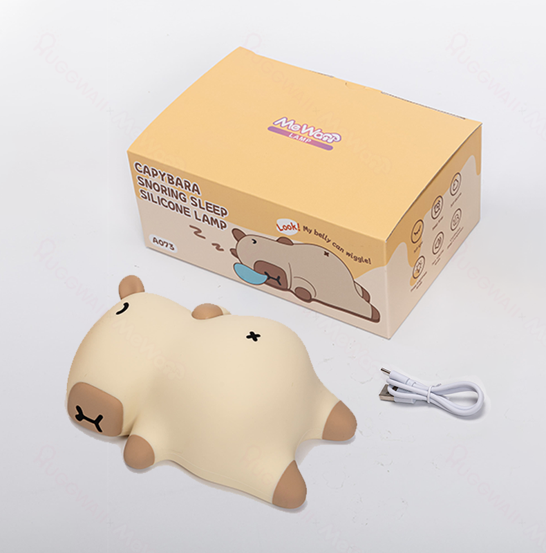Sleeping Capybara Breathing Squishy Silicone Companion Sound LED Night Light Perfect Gift