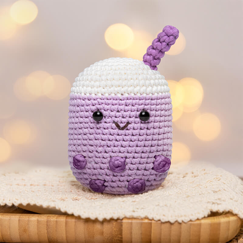 MeWaii® Crochet Purple Boba Crochet Kit for Beginners with Easy Peasy Yarn
