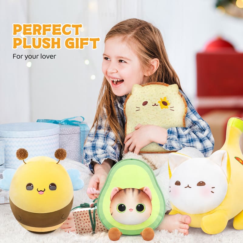 MeWaii® Food Fruit Series Toast Bread Pillow Kawaii Plush Pillow Squish Toy