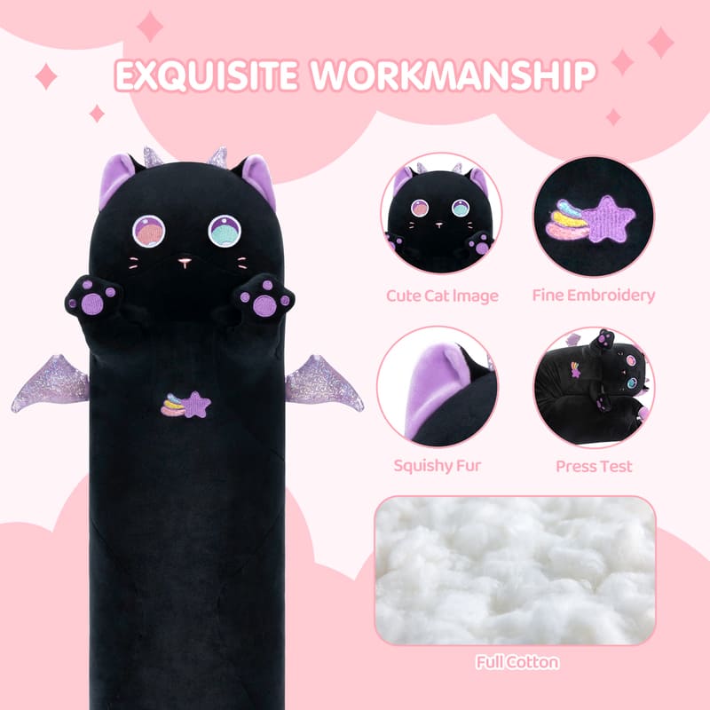 MeWaii® Original Design Purple Magic Cat Big Eyed Stuffed Animal Kawaii Plush Pillow Squishy Toy