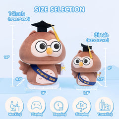 MeWaii® Graduation Plush Owl with Graduation Cap, Diploma Graduation Stuffed Animal Gift