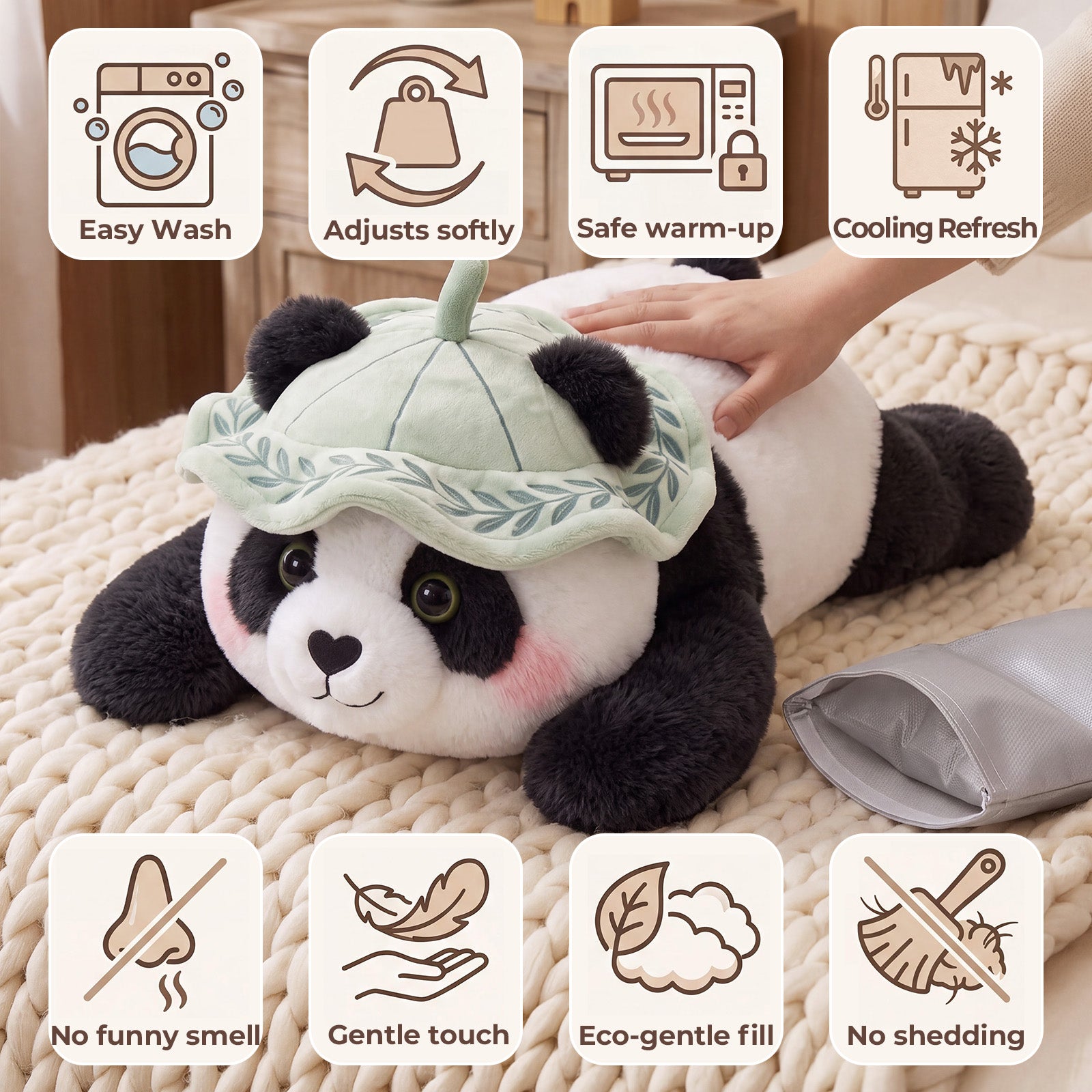 MeWaii® Panda Weighted Stuffed Animal with Microwavable Heating Pad