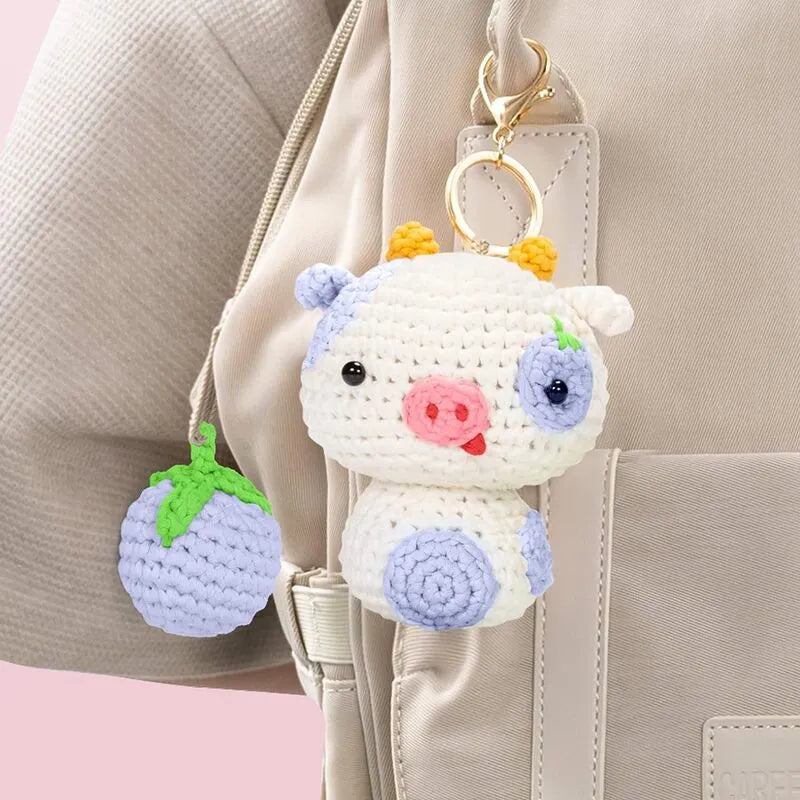 MeWaii® Crochet Blueberry Cow Crochet Kit for Beginners with Easy Peasy Yarn