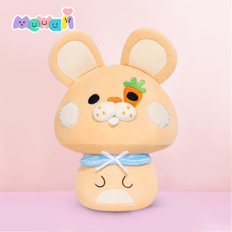 MeWaii® Mushroom Family Farm Sleepy Bunny Rabbit Kawaii Plush Pillow Squish Toy