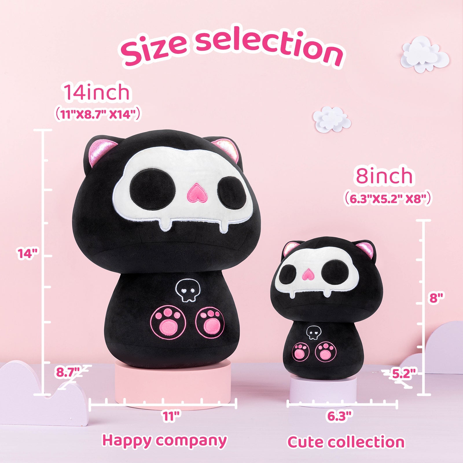 MeWaii® Mushroom Family Bone Kiki Kawaii Plush Pillow Squish Toy
