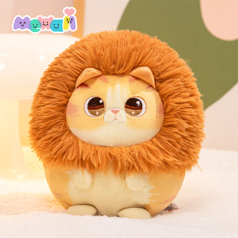 MeWaii® Stuffed Animal Kawaii Kitten with Lion Cat Plush Pillow Squishy Toy With Hoodie