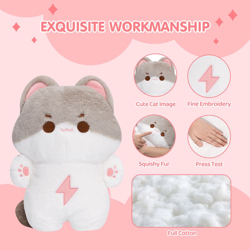 MeWaii® Kitten Gray Kawaii Plush Pillow Squish Toy