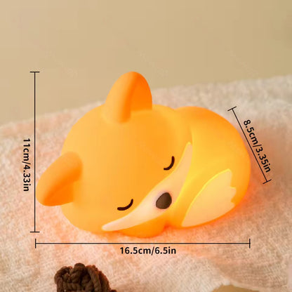 Fuchs-Nachtlicht mit gekräuseltem Schwanz, Silikon, matschig, Tier-Design, perfektes Geschenk