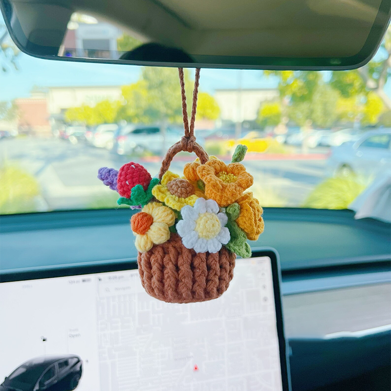 MeWaii® Handmade Crochet Flowers and Potted Plants Car Hanging