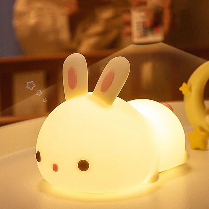 Squishy Silicone Lazy Rabbit LED Night Light - Perfect Gift for Kids and Girls