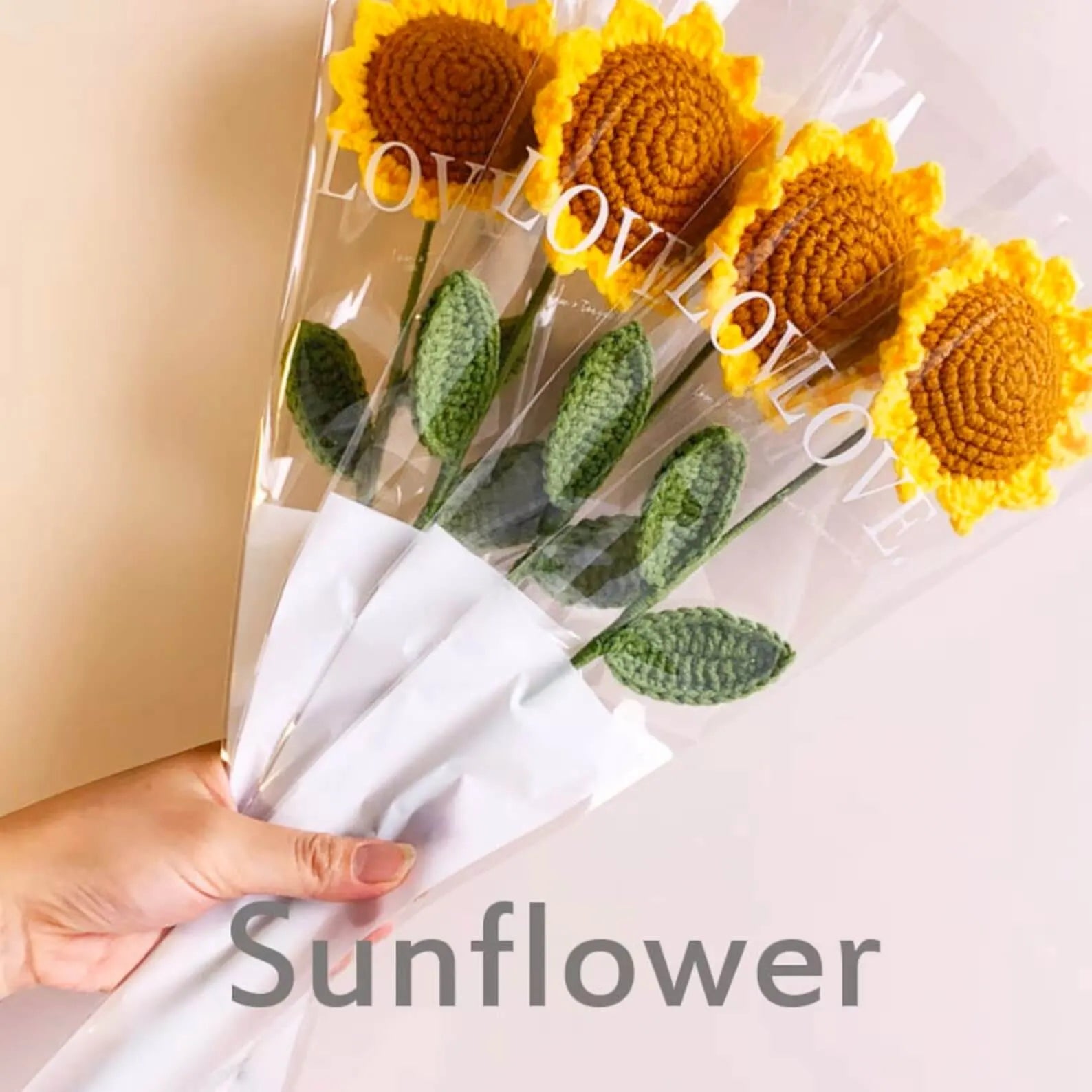 MeWaii® Handmade Crochet Sunflower and Rose Bouquet For Mother's Day Gift
