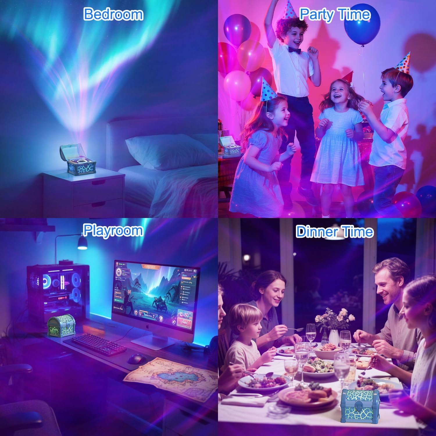 Retro Treasure Box Projection Light Bluetooth Speaker Mini Soundbox Bedroom Atmosphere Night Light Gift