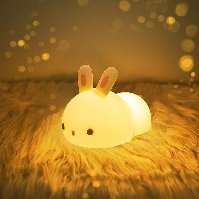 Squishy Silicone Lazy Rabbit LED Night Light - Perfect Gift for Kids and Girls