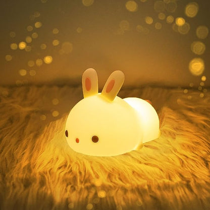Squishy Silicone Lazy Rabbit LED Night Light - Perfect Gift for Kids and Girls