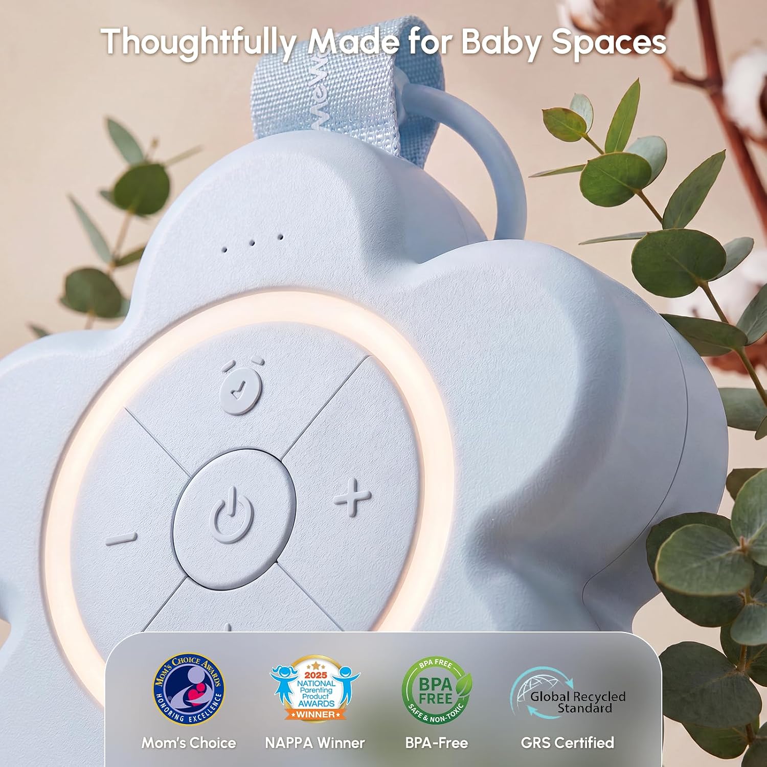 Mewaii® Portable Baby White Noise Machine – Rechargeable Sleep Sound Machine with Night Light & Soothing Sounds