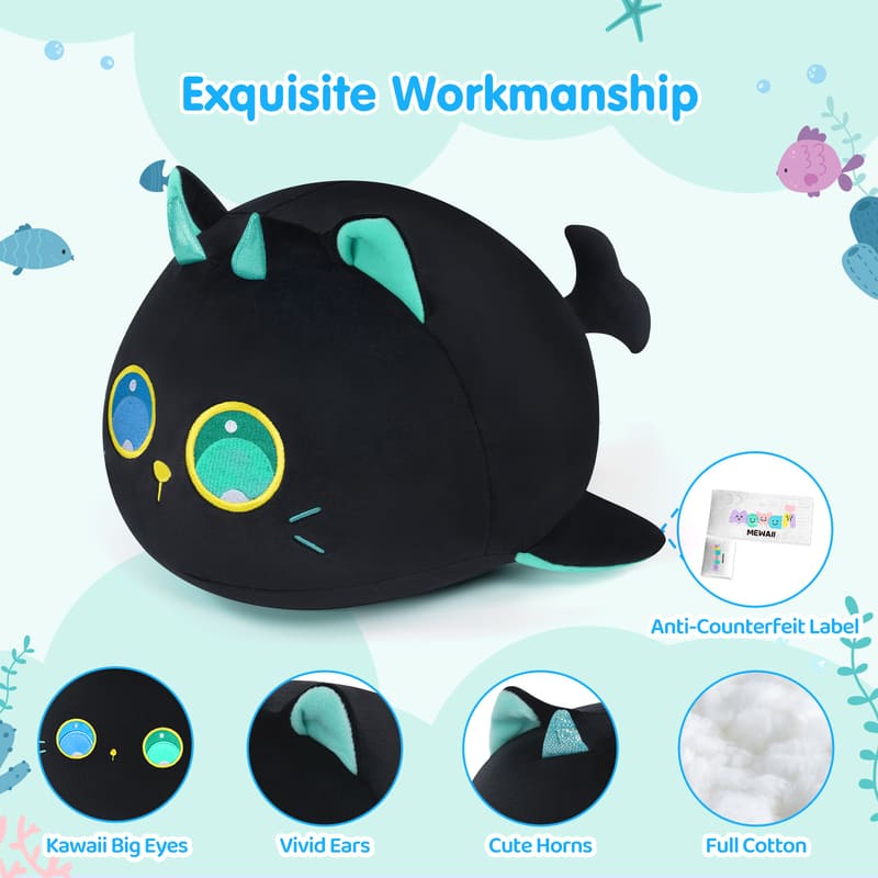 MeWaii® Ocean Series Magic Cat Stuffed Animal Kawaii Plush Pillow Squishy Toy