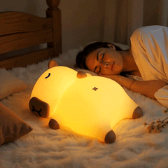 Breathing Capybara Sleeping Squishy Silicone Companion Sound LED Night Light Perfect Gift