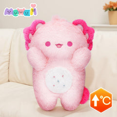 MeWaii® Heating Family Pink Axolotl Heatable Stuffed Plush Warm Stuffed Animals Unscented Microwavable Warmable Heating Pad Toy