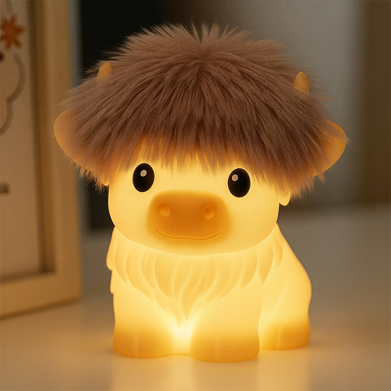 Highland Cow Silicone Squishy LED Night Light - Perfect Gift for Kids and Girls